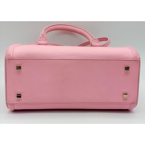 298 - A Victoria Beckham two toned candy pink textured leather mini bag, patent leather trim with gold har... 