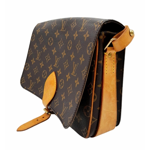 432 - A Vintage Louis Vuitton Cartouchiere Shoulder Bag. LV monogram canvas exterior with cow-hide leather... 