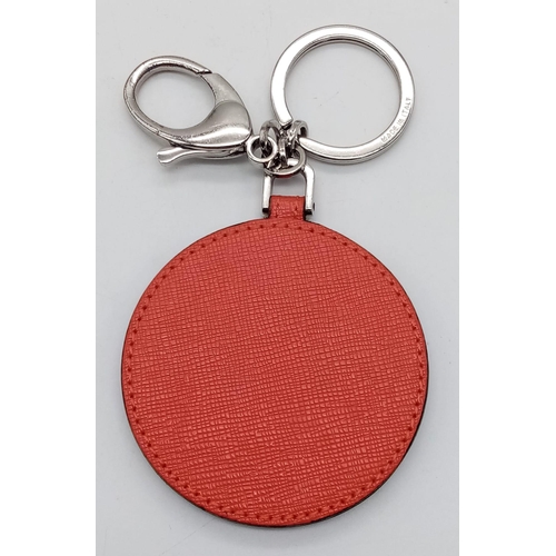 501 - A red leather Fendi monster keychain, silver tone hardware. Diameter6cm. Comes with box. ref:16444