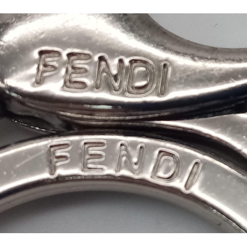 501 - A red leather Fendi monster keychain, silver tone hardware. Diameter6cm. Comes with box. ref:16444