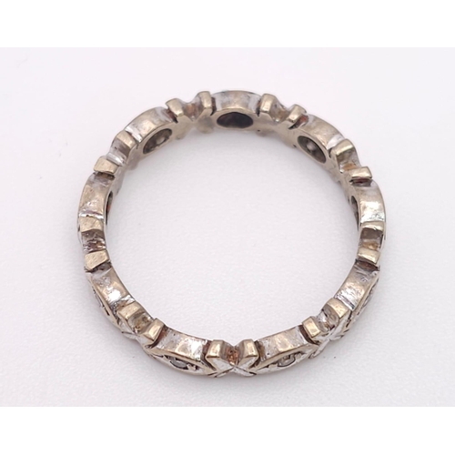 221 - A Vintage 18K White Gold Diamond Eternity Ring. Size K. 3.08g total weight. Ref: 016302