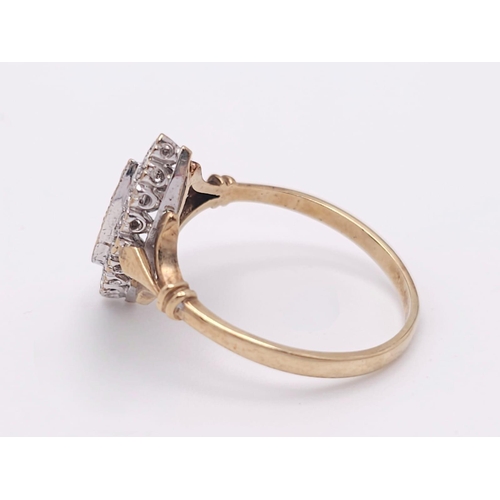 235 - A 9K Yellow Gold Marquise Shape Diamond Ring. Size O. 2.16g total weight. Ref: 016471