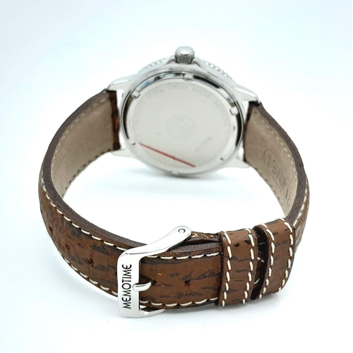 417 - A Corum Memotime - Save the Sea Limited Edition Quartz Unisex Watch. Brown leather strap. Stainless ... 