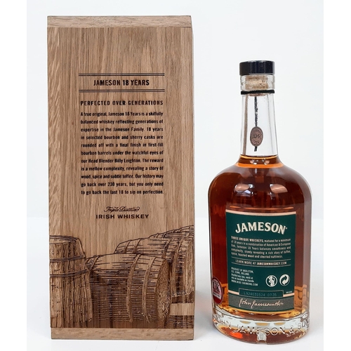 950 - A Wood Boxed Bottle of Unopened Jameson’s 18 Year Old Irish Whisky. 70cl Bottle. Sealed and Tagged i... 