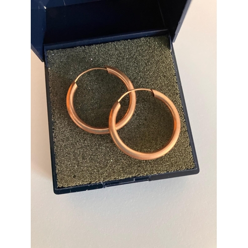 273 - Pair of simple classic 9 carat ROSE GOLD HOOP EARRINGS. 2.0 cm diameter.0.82 grams.