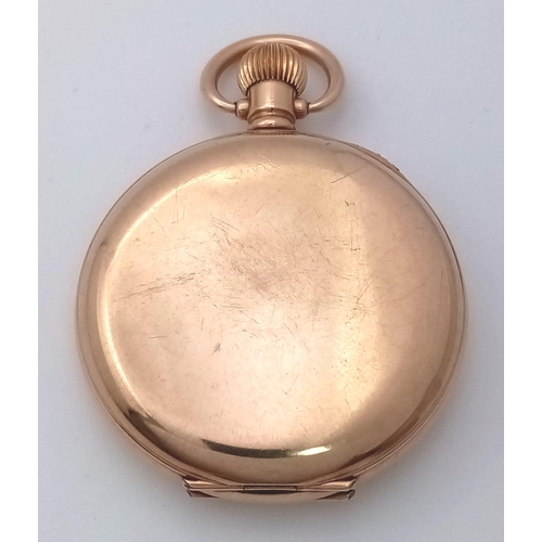 58 - An Antique 10K Gold Cased Waltham Traveler Full Hunter Pocket Watch. Dennison case. Top winder. Whit... 