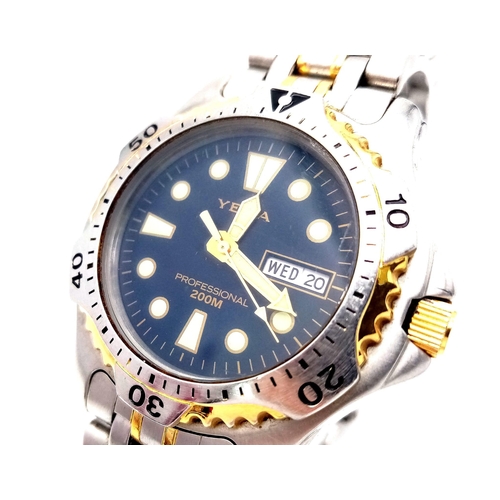 817 - A Yema Bi-Metal Stainless Steel Professional, Day/Date, Quartz Divers Watch. 45mm Including Crown. F... 