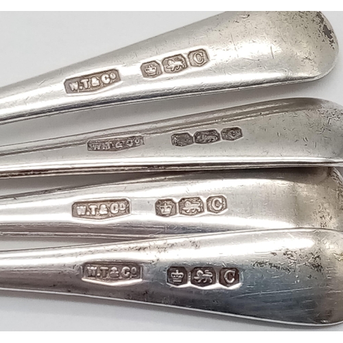 941 - A collection of 4x vintage sterling silver tea spoons (2 are missing). Full hallmarks Sheffield, 194... 