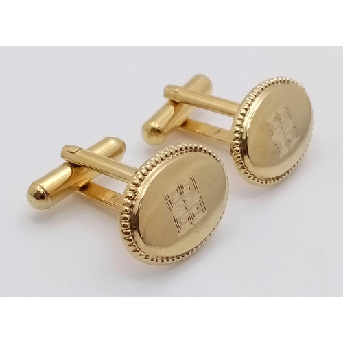 916 - An Excellent Condition Pair of Vintage Givenchy Gold Tone Cufflinks in Original Box. Lever Action, 2... 