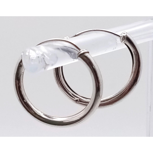 937 - PAIR OF 9K WHITE GOLD HOOP EARRINGS, WEIGHT 0.7G