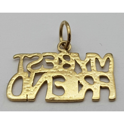 944 - 9K YELLOW GOLD MY BEST FRIEND CHARM / PENDANT, WEIGHT 0.7G