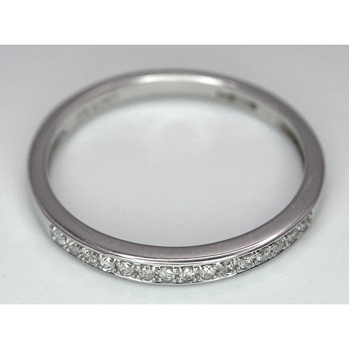 867 - 9K WHITE GOLD DIAMOND BAND RING, APPROX 0.11CT DIAMONDS, WEIGHT 1.8G SIZE R