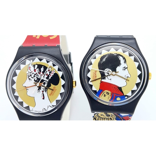 852 - A Boxed, Unused Pair of Swatch Watches Commemorating Napoleon and Josephine. In Original Inner and O... 