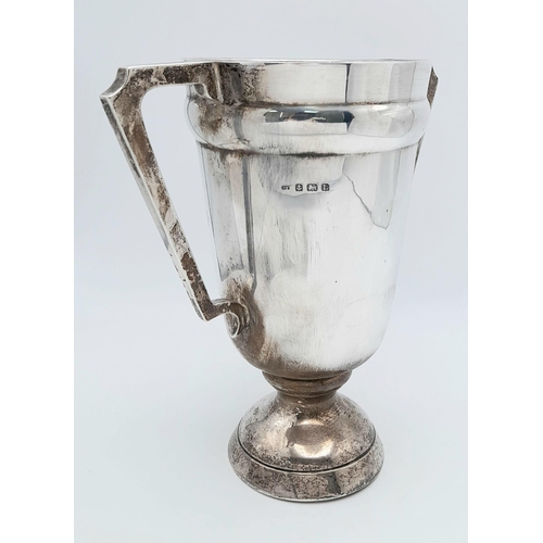 633 - A Vintage Sterling Silver Two Handled Trophy - Awarded for the Gymkhana Challenge which incorporated... 