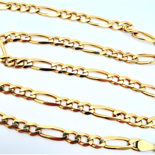 765 - A BRAND NEW 52cms 9K GOLD FIGARO LINK NECK CHAIN .  23.5gms