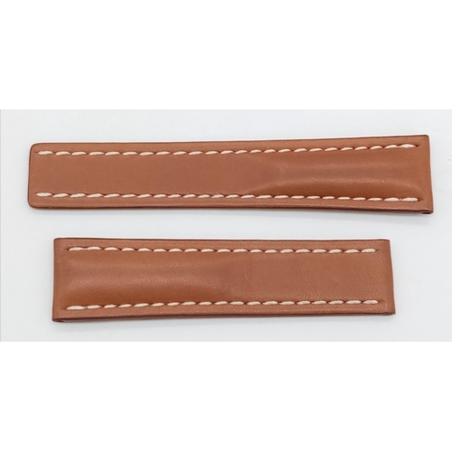 696 - A New Breitling Brown Leather Watch Strap. 9 and 11cm lengths. 20 and 22mm widths