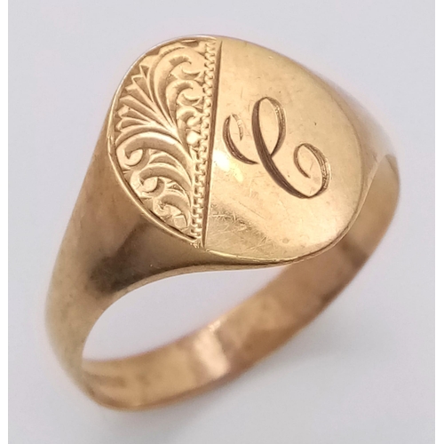 797 - A GENTS 9K GOLD SIGNET RING WITH THE INITIAL 