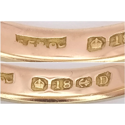 804 - AN 18K GOLD BAND RING .   3.1gms   size L