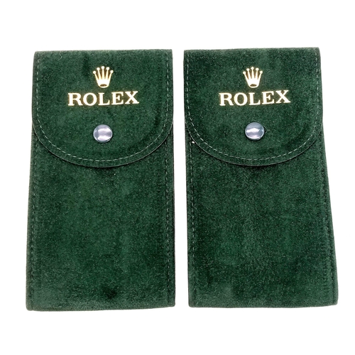 825 - Two Rolex Branded Travelling Watch Cases. Plush green textile exterior. Insert on interior. Both 13c... 