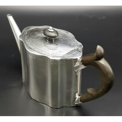 878 - A 1785 Hester Bateman George III Silver Teapot. Oval form with empty cartouche to side. Minimalist g... 