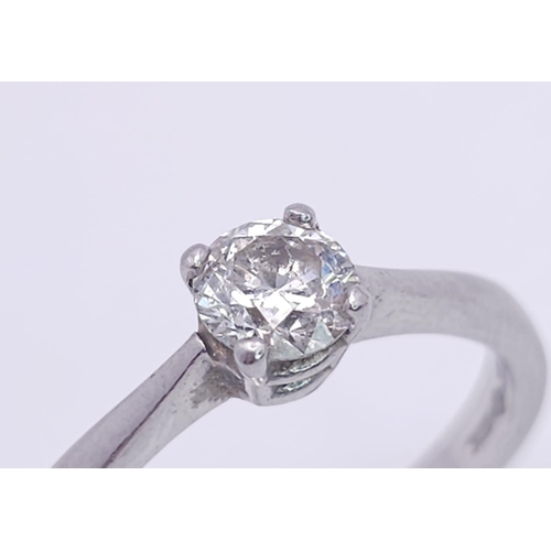 647 - A DIAMOND SOLITAIRE RING WITH A .50CT DIAMOND SET IN 950 PLATINUM AND COMES WITH A CERTIFICATE .    ... 