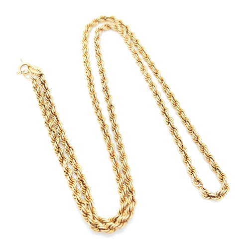 869 - A 45cms rope twist neck chain in 9k gold  .3.6gms