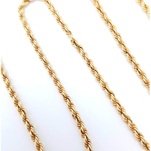 869 - A 45cms rope twist neck chain in 9k gold  .3.6gms