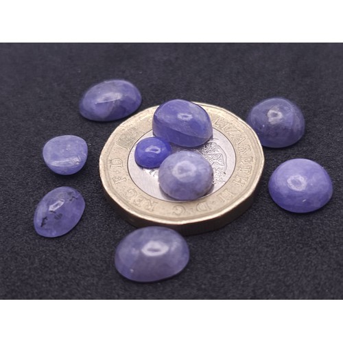 586 - A 19.6ctw Lot of Nine Blue Tanzanite Gemstones. Comes with a clip-open case.