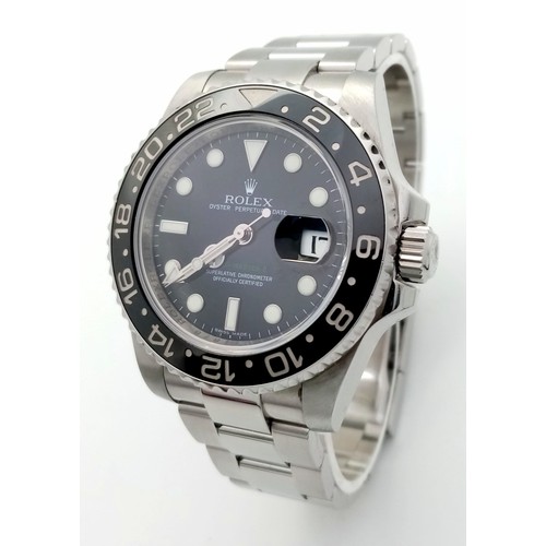 646 - A Rolex GMT-Master II Oyster Perpetual Date Gents Watch. Model - 116710LN. Stainless steel bracelet ... 