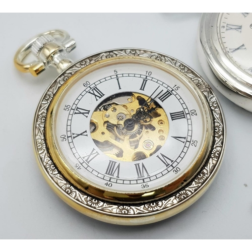 1295 - A Parcel of Two Manual Wind Pocket Watches Comprising; 1) A Key Wind Silver Tone ‘Standing’ Pocket W... 