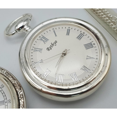 1295 - A Parcel of Two Manual Wind Pocket Watches Comprising; 1) A Key Wind Silver Tone ‘Standing’ Pocket W... 