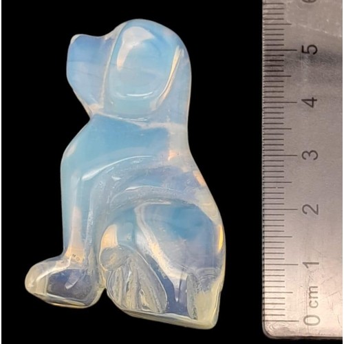 431 - Parcel of 4 Opalite Figurines Featuring a Dog, Skull, Heart & Moon.