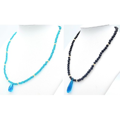 404 - A Duo of Beaded Stone Necklaces with Pendant.
Both with Gold Filled clasps and measuring 40cm in len... 