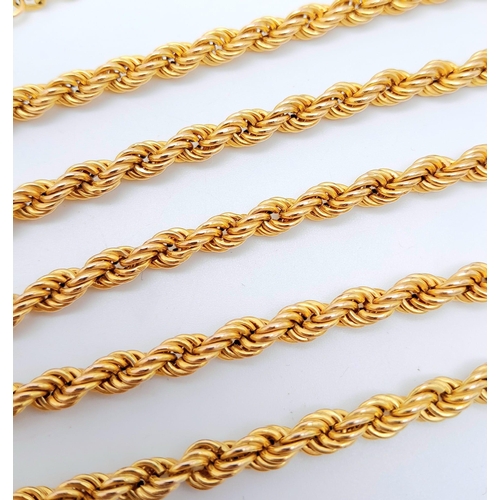 22 - A 9K Yellow Gold Rope Chain/Necklace. 60cm length. 13.2g weight.