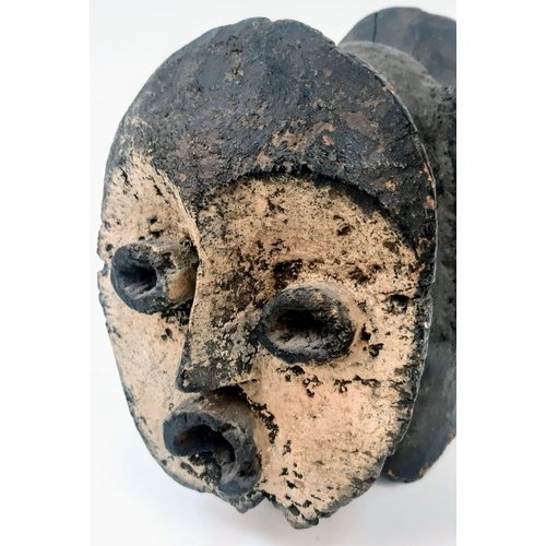 446 - An Antique Mambila Tribe Janus (Roman God of Gates/Transitions) Double-Headed Wood Mask - Cameroon o... 