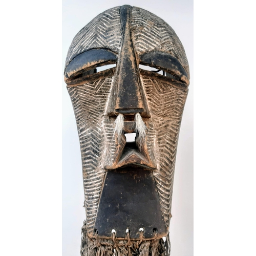 453 - An Antique Rare West African Banama Tribal Leader Ritual Mask. Large Tribal head with intricate hand... 