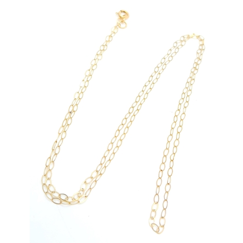 463 - A 9K Yellow Gold Disappearing Necklace. 40cm length. 0.40g weight.