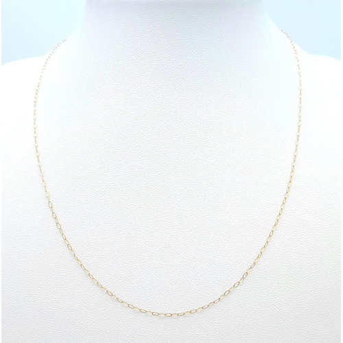 463 - A 9K Yellow Gold Disappearing Necklace. 40cm length. 0.40g weight.