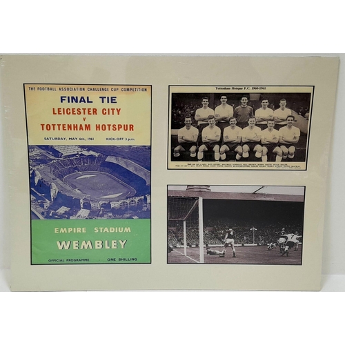 134 - READY TO BE FRAMED A 51 X 41cms MOMENTO OF THE 1961 CUP FINAL WITH TEAM PHOTO AND ACTION SHOT OF GOR... 