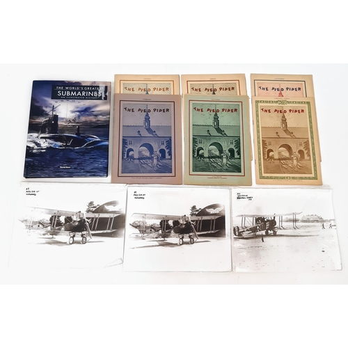 162 - Seven Editions of The Post WW2 Pied Piper Magazine, three antique photographs of British aeroplanes ... 