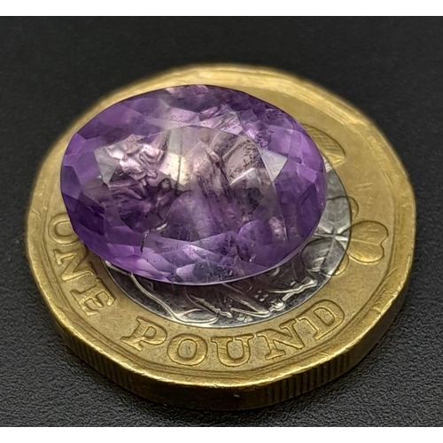 320 - A 7.44ct Amethyst Loose Gemstone in Oval shape. Brazil Origin. GFCO Swiss Certified.