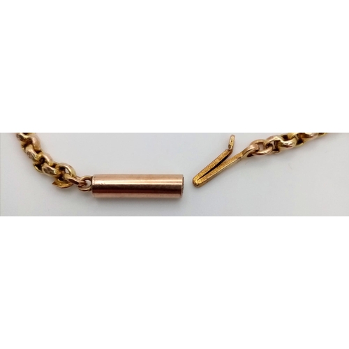 23 - A Vintage 9K Yellow Gold Belcher and Bar Link Necklace. 44cm. 7g weight.