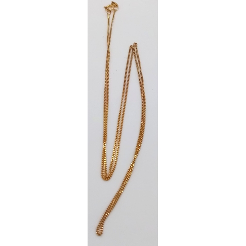 3 - A 9K Yellow Gold Disappearing Necklace. 44cm length. 1.06g weight.