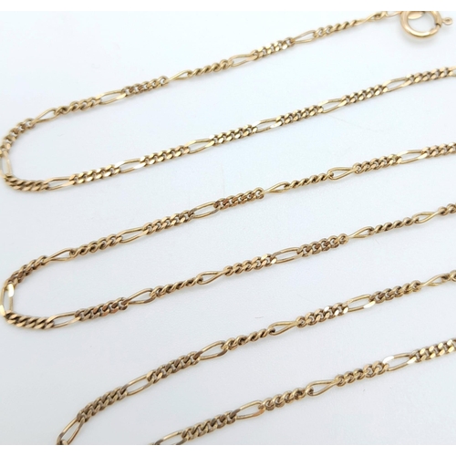 873 - A Vintage 9K Yellow Gold Figaro Link Necklace. 45cm length.
2.8g weight.