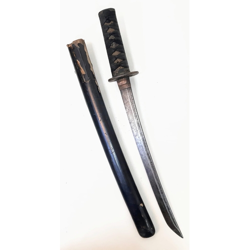 1275 - A Rare Authentic Antique 19th Century Japanese Wakazashi Sword with Saya (Scabbard). Sword 48cm Leng... 