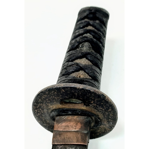 1275 - A Rare Authentic Antique 19th Century Japanese Wakazashi Sword with Saya (Scabbard). Sword 48cm Leng... 