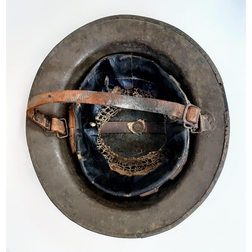 209 - WW1 British Brodie Helmet with Blue Band for the 1st Bn East Yorks circa 1918. Lots of the original ... 