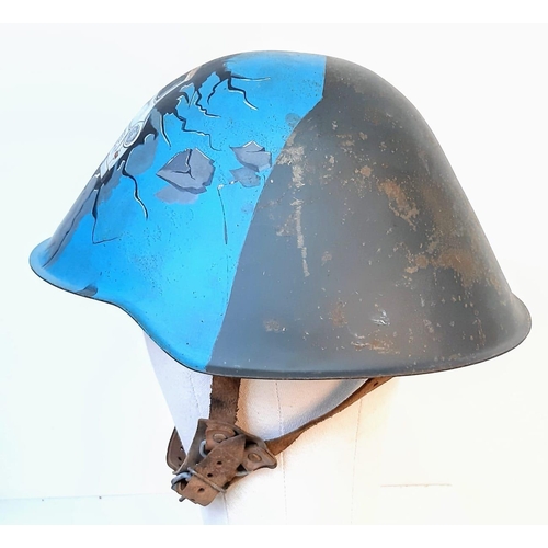 237 - Cold War Period East German M56 Memorial Helmet. Hand painted picture of an East German Built Traban... 