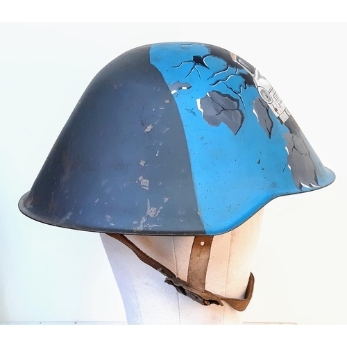 237 - Cold War Period East German M56 Memorial Helmet. Hand painted picture of an East German Built Traban... 