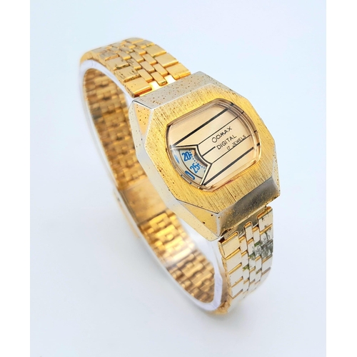 255 - A Classic Vintage Omax Ladies Mechanical Jump Watch. Gilded bracelet and case - 26mm. Gold tone dial... 